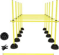 Sprungstangen-Set Trainingsstangen für konditionelles Training Sprungkraft (15 Stangen - 100cm, 10 X-Standfüße, 10 Clips) - Gelb CEEDIR