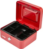 HMF 10120-03 Geldkassette abschließbar mit Münzeinsatz, 20 x 16 x 9,9 cm, rot