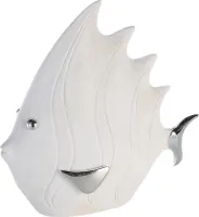 GILDE Dekofigur Figur Fisch weiss, silber H. 32 cm,59836