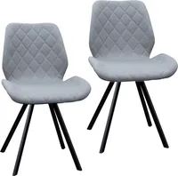 SVITA DIAMOND 2er Set Esszimmerstühle Stühle Küchenstuhl Polsterstuhl Stoff Hellgrau/Grau