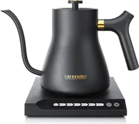 Arendo Edelstahl Wasserkocher mit Temperatureinstellung, 40° bis 100°, Warmhaltefunktion, Zwischenmessungen, 0,5 Liter, asiatisches Design, Sensortasten digital, 360° Basis, Schwarz