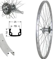 Bärwinkels 28 Zoll Hinterrad Rücktrittbremse 1 Gang Laufrad mit Bremse Aluminium silber 28"