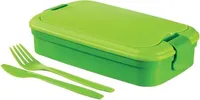 Box svačinový LUNCH & GO 23x14x7cm.+ příbor, plast zelený