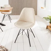 riess-ambiente Design Stuhl SCANDINAVIA MEISTERSTÜCK creme Bouclé schwarze Metallbeine Esszimmerstuhl Essstuhl