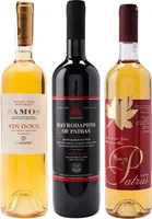 Griechischer Likörwein Probierset - 1x Samos Vin Doux 0,75l | 1x Mavrodaphne aus Patras 0,75l | 1x Muscat of Patras 0,75l | 15% Vol. | +20ml Jassas Olivenöl