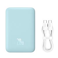 Magnetische Mini-Induktions-Powerbank 10000 mAh 20W + USB-C – USB-C-Kabel Blau