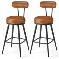 VASAGLE EKHO Kollektion - 360° drehbarer Barhocker, 2er Set, Hocker mit Rückenlehne für Kücheninsel