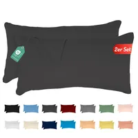 Jersey Kissenbezug 2er Set 40x80 cm 100% Baumwolle Anthrazit