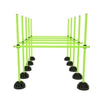 TRMLBE Sprungstangen-Set Trainingsstangen für konditionelles Training Sprungkraft, Dribbling und Beweglichkeit (15 Stangen - 100cm, 10 X-Standfüße, 10 Clips) - Grün