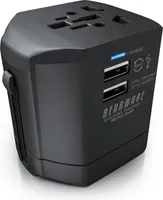 BEARWARE All-in-One Universal-Reiseadapter - Reise-Steckdosen-Adapter / Stromadapter - Reisestecker - World Travel Adapter / Plug - Für über 140 Länder/Regionen - 2x USB Typ A Anschluss - IP20