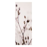 Glasbild - Dunkle Knospen am Wildblumenzweig - Panel, Größe HxB:125cm x 50cm