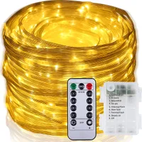 10M LED Lichterkette Warmweiß PVC IP67 Wasserdicht Innen Außen Garten Party Weihnachten Beleuchtung Deko, 8 Modi Fernbedienung Timer Batteriebetrieben