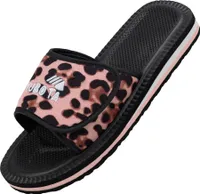 Kubota Badelatschen mit Klettverschluss Pantoletten Sandalen Damen "Velcro" Rosa mit Leopardenmuster, 38