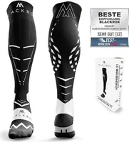 BLACKROX Kompressionsstrümpfe Sport Astropreform Kompressionssocken Vergleichssieger Sportkompressionsstrumpf Laufstrümpfe Fussball, schwarz, Gr. S-M