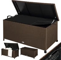 CASARIA® Gartenbox Auflagenbox mit Rollen 270L Stauraum UV-beständig Handgriffe Gasdruckfeder Wetterfest 117x53cm Garten Balkon Aufbewahrungsbox Braun