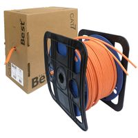 Duplex CAT.7 Netzwerkkabel Verlegekabel Gigabit S/FTP 10Gbit 1000Mhz CAT7 Installationskabel (Reines Kupfer) PIMF Kabel Netzwerk Verkabelung LAN Twin Datenkabel 2x4P x AWG26 ETP1 orange 10/100/1'000/10'000 Mbit