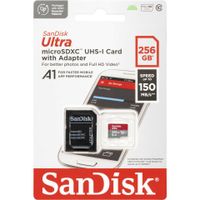 SanDisk Ultra microSDXC 256 GB + SD Adapter 150 MB/s  A1 Class 10 UHS-I