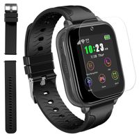 (Schwarz) T12 4G Smart Watch für Kinder, Touchscreen-Kinderuhr mit GPS-Tracker und Anrufen, Sprachvideoanruf, SOS-Kamera, Musik-Player