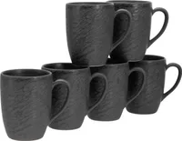 CreaTable, 17963, Schiefer black, Kaffeebecher 6-tlg, Steinzeug