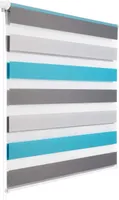 WOLTU Doppelrollo Weiss+Grau+Türkis : 100x150cm Größe: 100x150cm