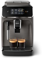 Philips Kaffeevollautomat 2200 Series, 2 Kaffeespezialitäten, Schwarz/Schwarz-gebürstet mit Panarello (EP2224/10)