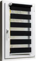 TEXMAXX Fensterrollo / Balkontür  100 x 220 cm Duo-Rollo Doppelrollo Sonnenschutz mit Kettenzug und Klemmfix ohne bohren in SCHWARZ, Leisten in Weiss - inkl. Zubehör