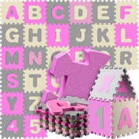 Spielwerk® 86-teilige Puzzlematte Baby Pink 3,3m² Buchstabenteppich ABC Matten für Kinder Spielunterlage Boden Krabbelmatte Kinderzimmer Puzzleteppich Spielteppich für Kinder