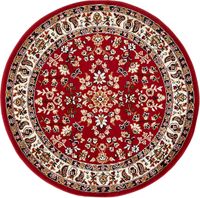Orientteppich Rot 120 cm Rund Vintage Teppich Kurzflor Orientalisch 6 Größen