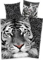 Bettwäsche Set weißer Tiger 135 x 200 cm 80 x 80 cm 100% Baumwolle