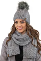 Vivisence damen bommelmütze und schal set warm kopfbedeckung und halsbedeckung an winter und herbst warm dick, wintermütze mit bommel, winterset für frauen, hergestellt in der eu, hellgrau, einheitsgr
