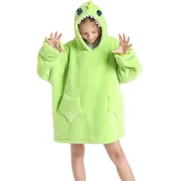Kinder Übergroße Hoodie Sweatshirt, Plüsch Kapuzenpullover, Flanell Hoodies Decke mit Tasche für Jungen Mädchen, Grün