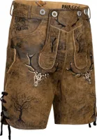 PAULGOS Herren Trachten Lederhose Kurz - HK6 ANTIK - Echtes Leder - in 2 Farben erhältlich - Größe 44 - 60
