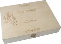 PUDEŁKO DREWNIANE 29x20x7 Z GRAWEREM szkatułka na biżuterię ozdoby pamiątki