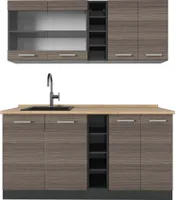 Vicco Singleküche R-Line, 160 cm , AP Eiche, Edelgrau/Anthrazit