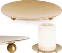 Vilde Kerzenständer Kerzenplatte Kerzenhalter Kerzenuntersetzer aus Metall goldfarben 12 cm