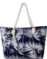 Große Strandtasche Shopper mit Reißverschluss - Seegras dunkelblau