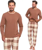 Długa piżama męska Moraj z bawełny 4900-008, mokka, 2XL