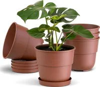 Plastard Blumentöpfe Milano 5er Set Ø 16 cm Terrakotta mit Untersetzer