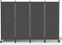Jopassy Paravent mit Rollen 4 teilig Anthrazit 228x181 cm Faltbarer Raumteiler Outdoor Trennwand Garten Sichtschutz Raumtrenner