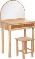 Kinderfrisiertisch und -hocker - Gummibaumholz und Glas - Atmosphera créateur d'intérieur