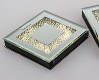 Spiegelplatte MIRROR STONES mit Glitzersteinchen 25x25cm silber Formano 