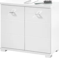 Waschbeckenunterschrank Badschrank Unterschrank Badezimmerschrank Bad "Peter II" Weiß / Weiß tiefzieh Hochglanz