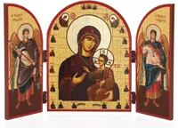 Iverskaya mit bevorstehender Ikone Triptychon Holz 25x16cm Christlich 13878