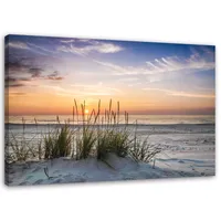 Leinwandbild sonnenuntergang am strand 100x70 cm Feeby lila wandbild bereit zum aufhängen