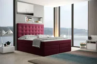 Grekpol Boxspringbett Amsterdam 180x200cm mit Bonell und TFK-Matratze H3 und Topper, Polsterbett mit Bettkasten, Stoff: Riviera 59