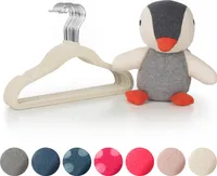 Blumtal 50er-Set Kleiderbügel für Kinder mit Samtbezug - Kinderkleiderbügel platzsparend, Baby Kleiderbügel samt für Kinderkleidung und Babykleidung, 360° drehbar, Elfenbein