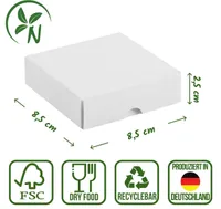 Faltschachtel, 8,5 x 8,5 x 2,5 cm, Weiß, mit Deckel, Karton - 10er Set