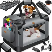 LOVPET® Hundebox Hundetransportbox faltbar Inkl.Hundenapf Transporttasche Hundetasche Transportbox für Haustiere, Hunde und Katzen Haustiertransportbox, Anthrazit, XL