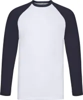 Fruit of the Loom - T-Shirt für Herren/Damen Uni - Baseball Langärmlig PC5798 (S) (Weiß/Marineblau)