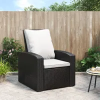 vidaXL Zahradní židle nastavitelná s polštářem Black Poly Rattan